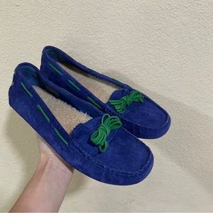 UGG Australia Meena blue green suede driver slippers moccasins shoes